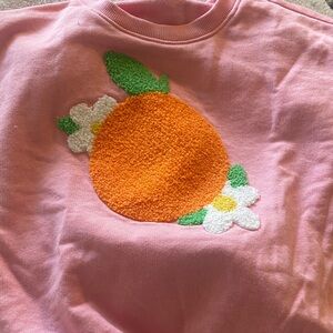 Pink Sweatshirt with Chenille Orange & Floral Applique Set